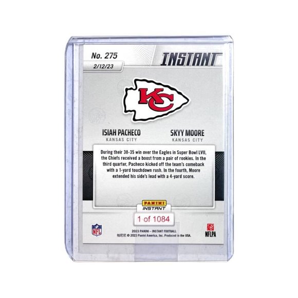 2022 Panini Instant Isiah Pacheco/Skyy Moore SUPER BOWL LVII KC #275 RC 1/1084 - Picture 8 of 13